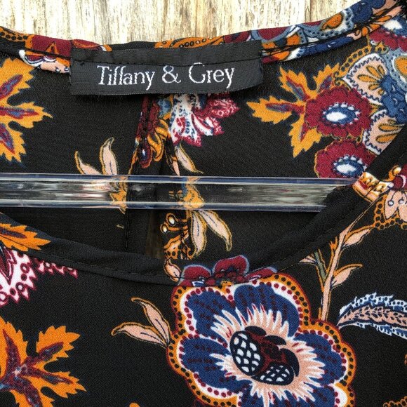 Tiffany and Grey Cold Shoulder Floral Dress Medium - Picture 3 of 5